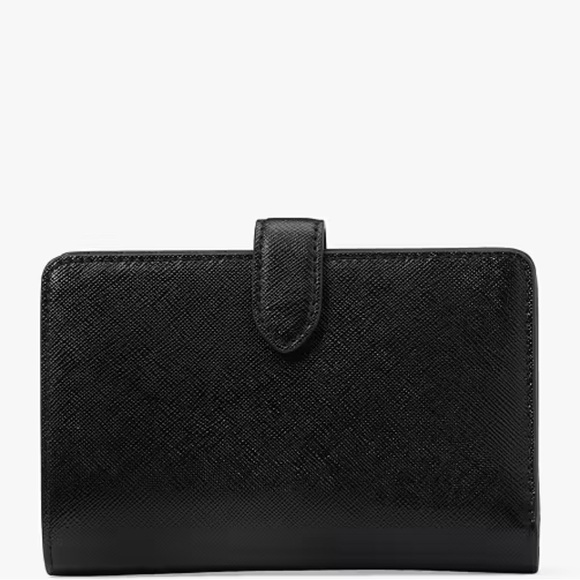 Kate Spade NWT Black Madison Medium Compact Bifold Wallet with Crystal Inlay - Picture 4 of 15